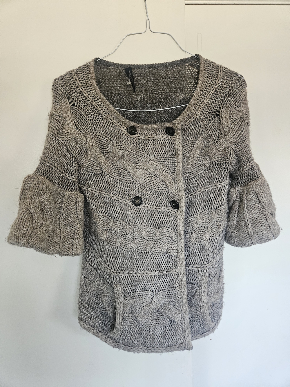 Piazza Sempione, Italian-made Chunky Cable Knit Short-Sleeve Sweater